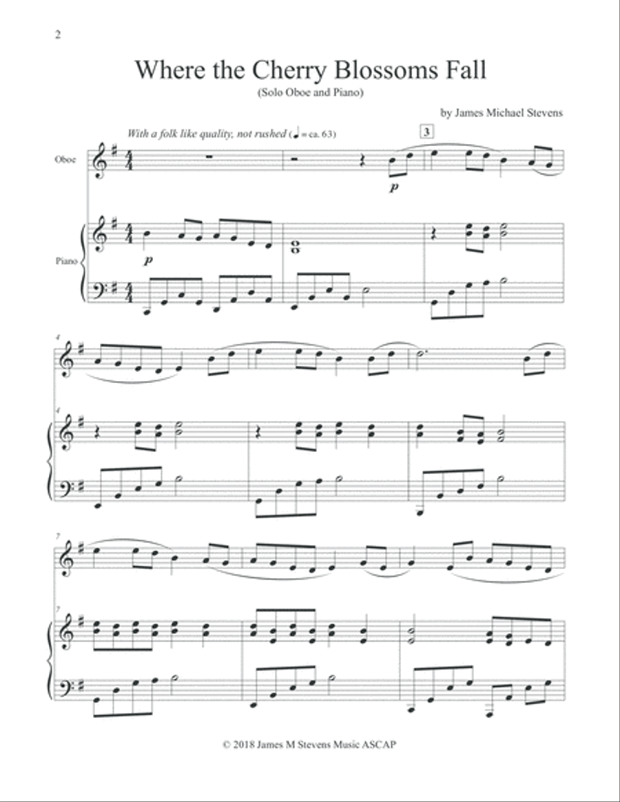 Where the Cherry Blossoms Fall - Oboe & Piano Piano scores gallery preview page 2