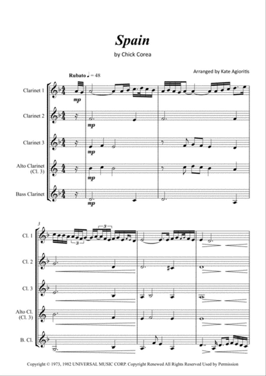 Spain Clarinet Quartet scores gallery preview page 2