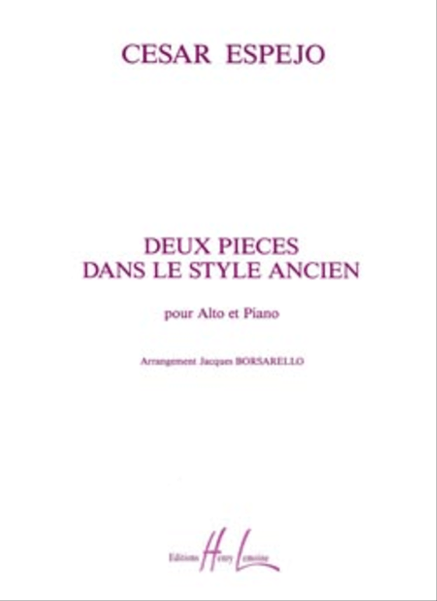Pieces Dans Le Style Ancien (2) Piano Accompaniment scores gallery preview page 1