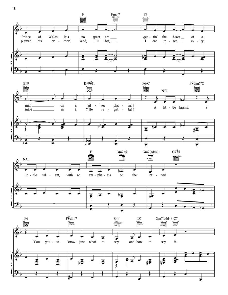 A Little Brains, A Little Talent (from Damn Yankees) Piano, Vocal, Guitar scores gallery preview page 2