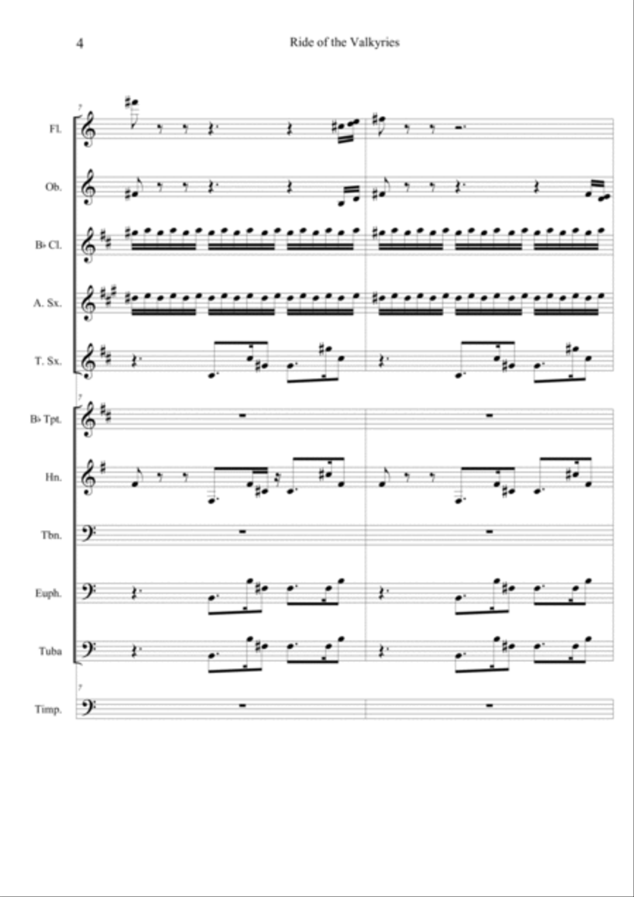 Wagner's Ride of the Valkyries - Score Only Concert Band scores gallery preview page 5