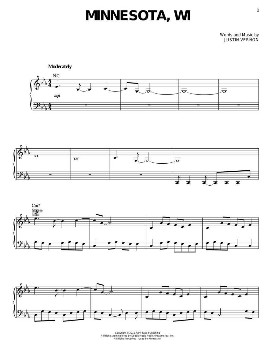Minnesota, WI Minnesota, WI Piano, Vocal, Guitar scores gallery preview page 1