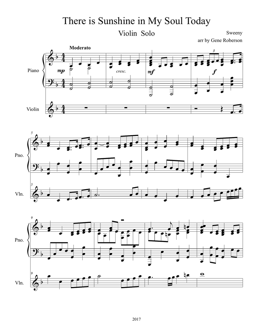 There is Sunshine in My Soul Violin Solo Violin Solo scores gallery preview page 2