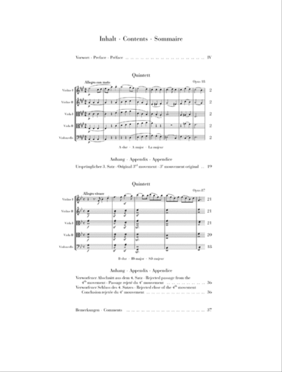 String Quintets, Op. 18 and 87 String Quintet scores gallery preview page 2
