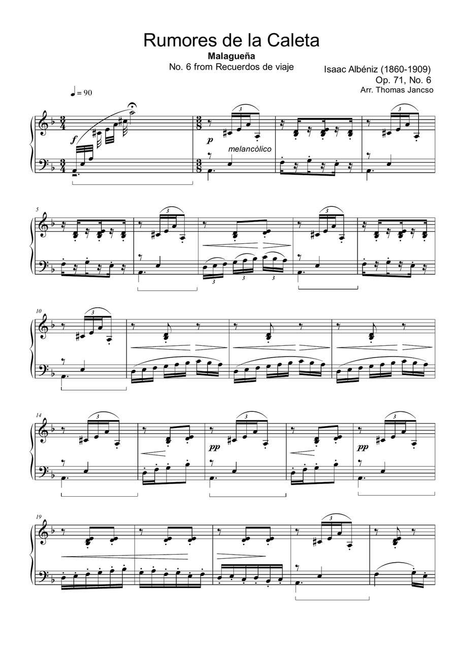 Rumores de la Caleta Piano Solo scores gallery preview page 1
