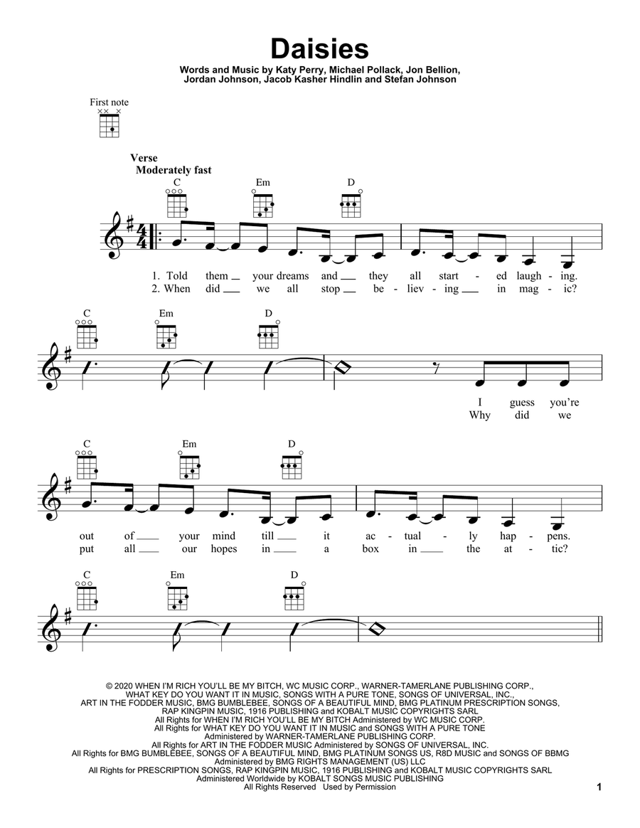 Daisies Ukulele scores gallery preview page 1