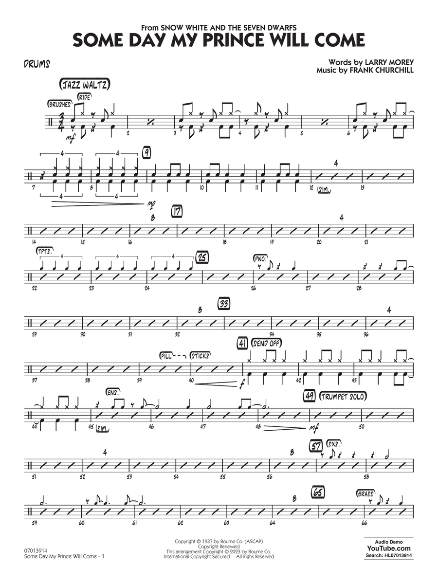Some Day My Prince Will Come (arr. Chuck Israels) - Drums
