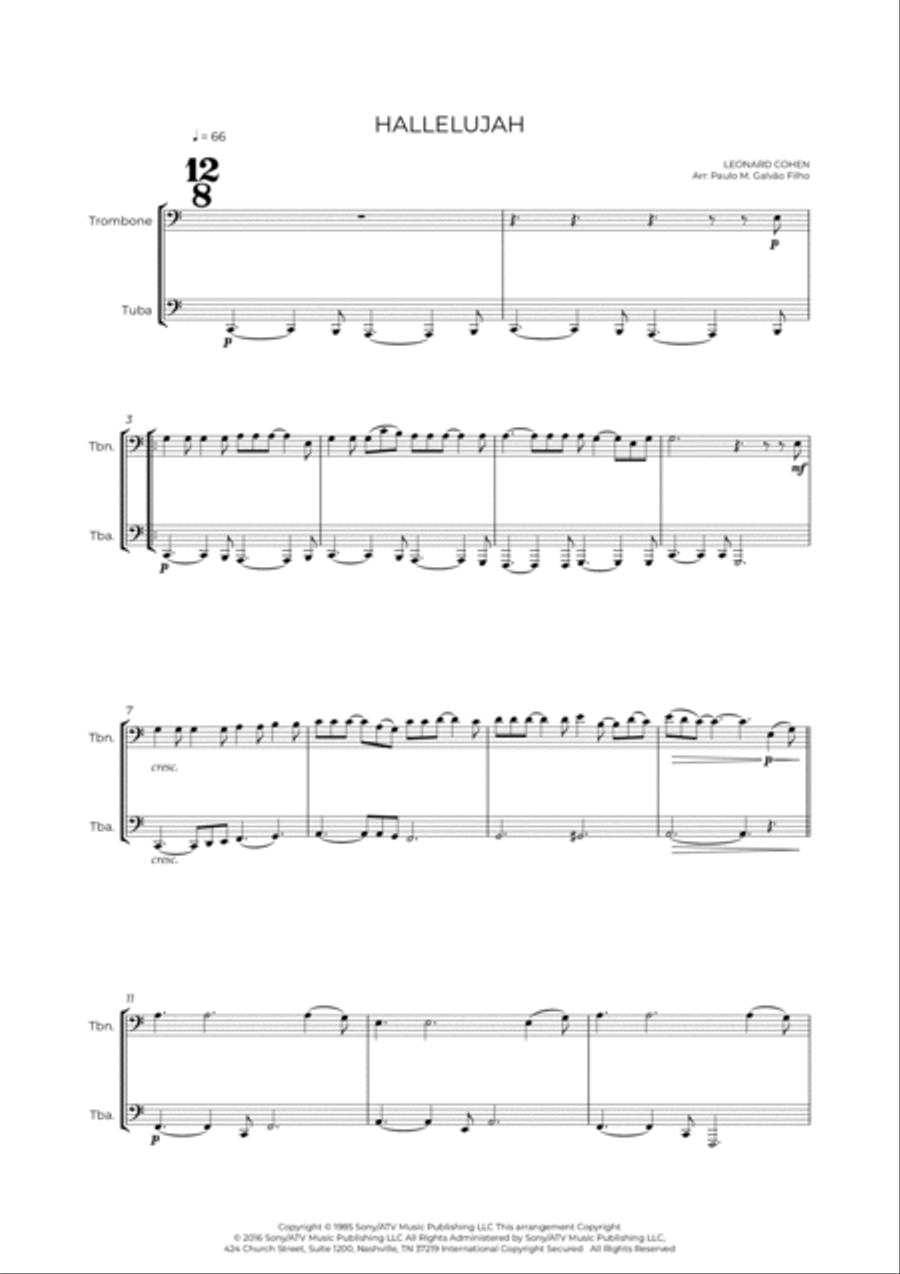 Hallelujah Brass Duet scores gallery preview page 2