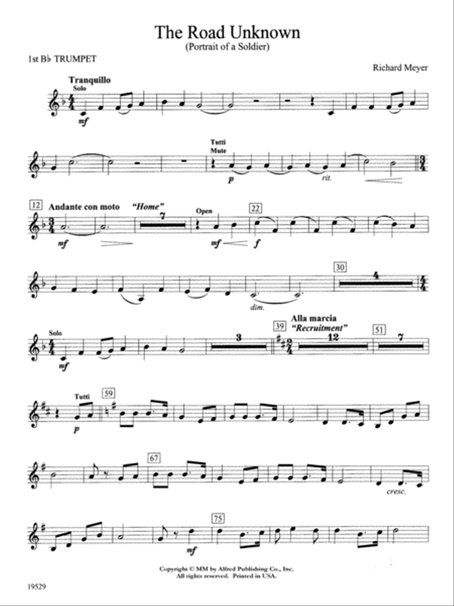The Road Unknown: 1st B-flat Trumpet Concert Band scores gallery preview page 1
