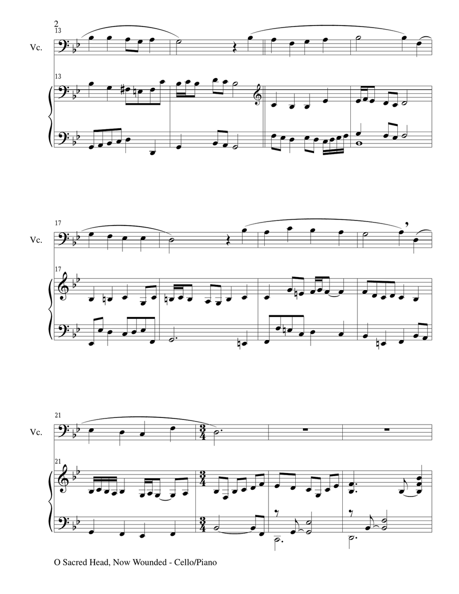O SACRED HEAD, NOW WOUNDED (Cello/Piano and Cello Part) O SACRED HEAD, NOW WOUNDED (Cello/Piano and Cello Part) Piano scores gallery preview page 2