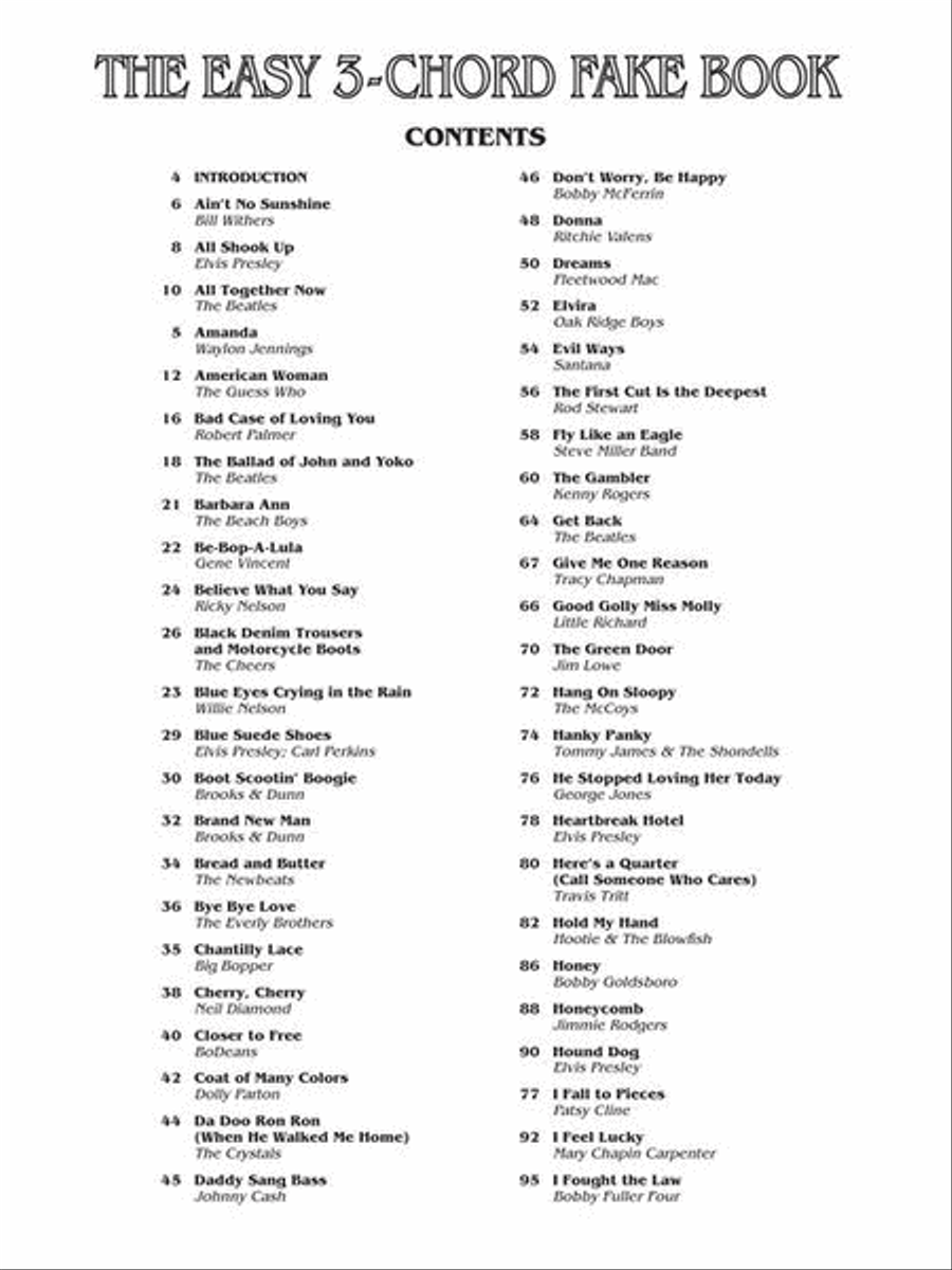 The Easy 3-Chord Fake Book Piano scores gallery preview page 3