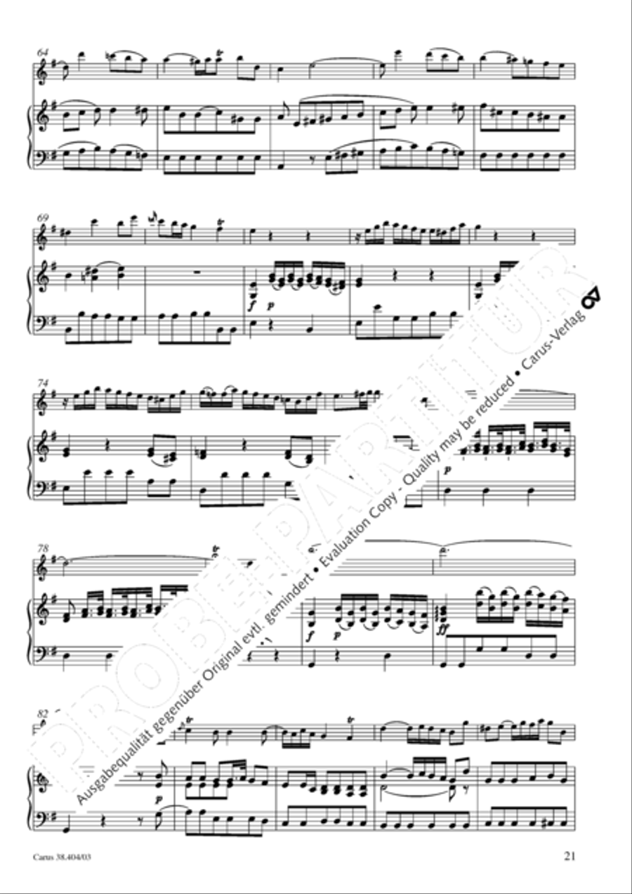 Concerto for Flute in D major (Concerto per il Flauto traverso in D / Flotenkonzert in D) Flute Solo scores gallery preview page 22