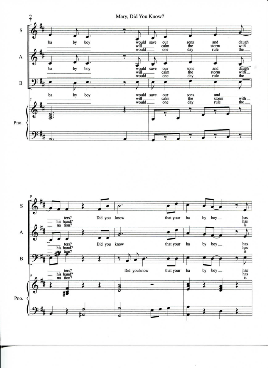 Mary, Did You Know? Mary, Did You Know? 3-Part scores gallery preview page 2