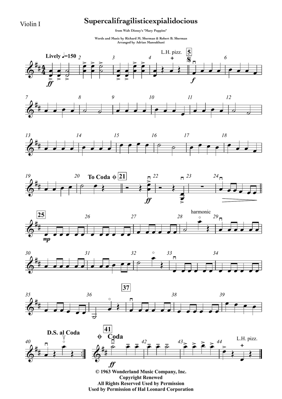 Supercalifragilisticexpialidocious from Walt Disney's MARY POPPINS String Orchestra scores gallery preview page 6