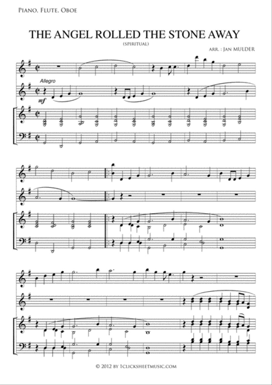The Angel Rolled The Stone Away Flute scores gallery preview page 1