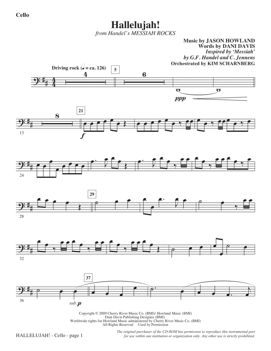 Hallelujah! (from Messiah Rocks) - Cello Choir scores gallery preview page 1