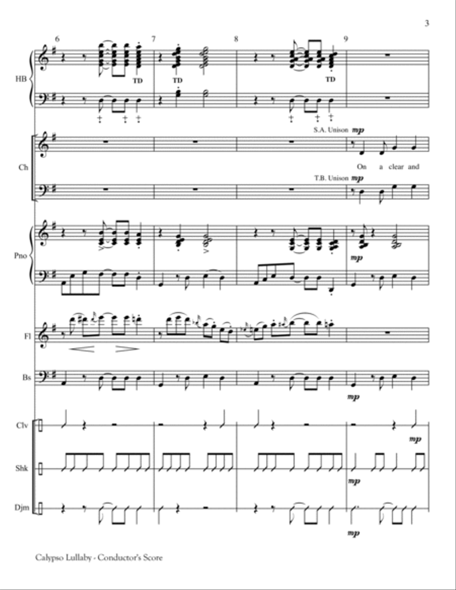 Calypso Lullaby Handbell Choir scores gallery preview page 3