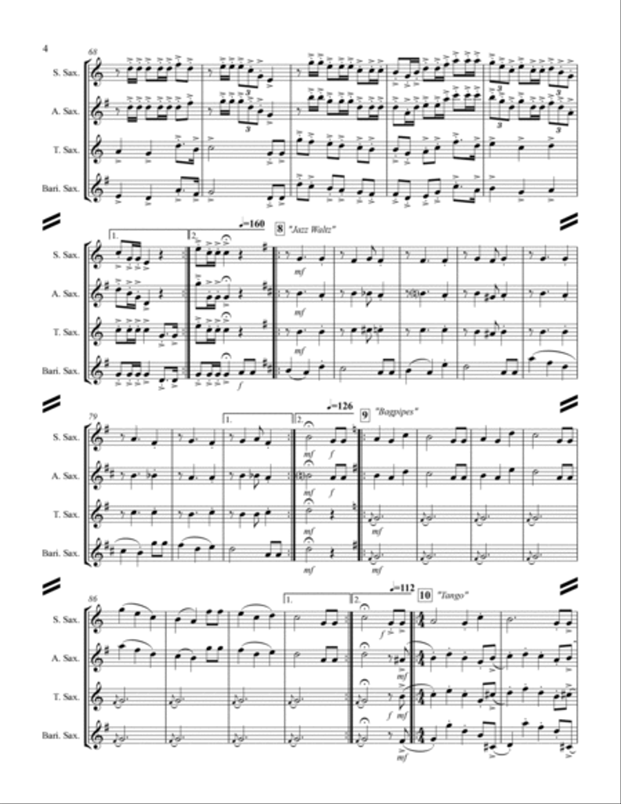 Happy Birthday and Stylistic Variations (for Saxophone Quartet SATB or AATB) Saxophone Quartet scores gallery preview page 5