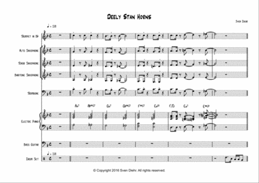 Deely Stan Horns Deely Stan Horns Large Ensemble scores gallery preview page 1