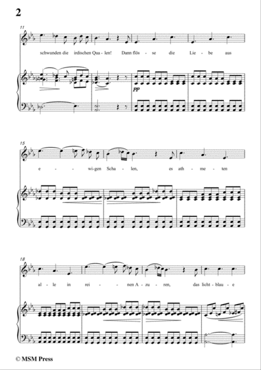 Schubert-Die Sterne,in E flat Major,D.684,for Voice and Piano Voice Solo scores gallery preview page 4
