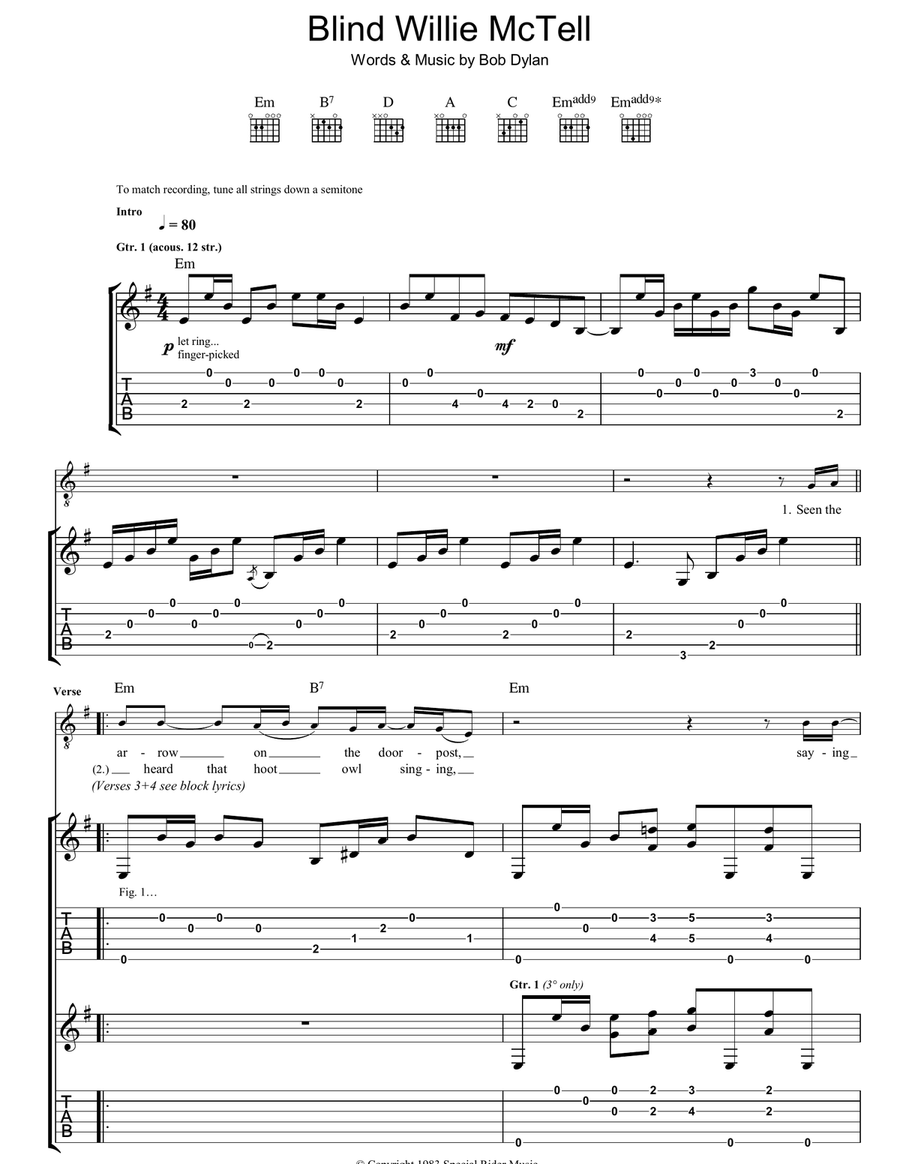 Blind Willie McTell Acoustic Guitar scores gallery preview page 1