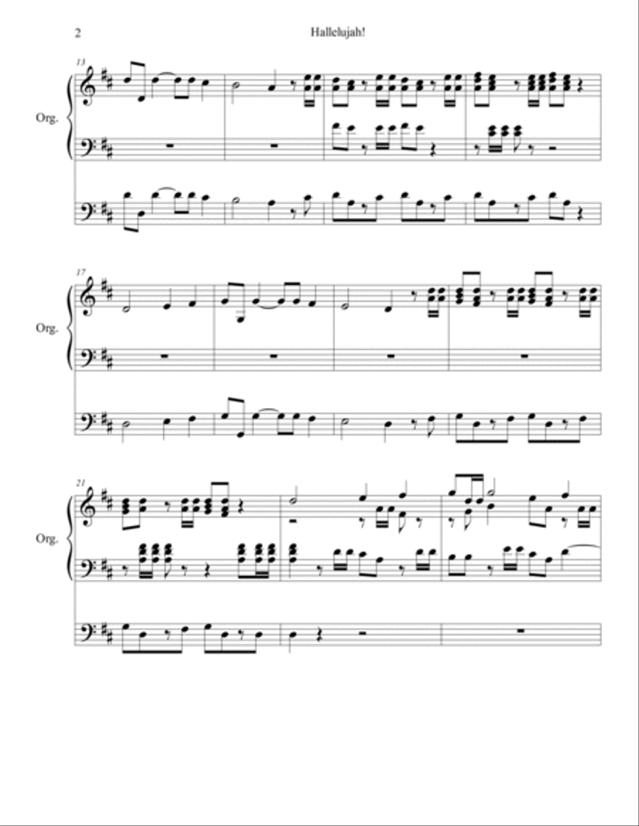 Hallelujah Chorus arr. for organ solo Organ Solo scores gallery preview page 2
