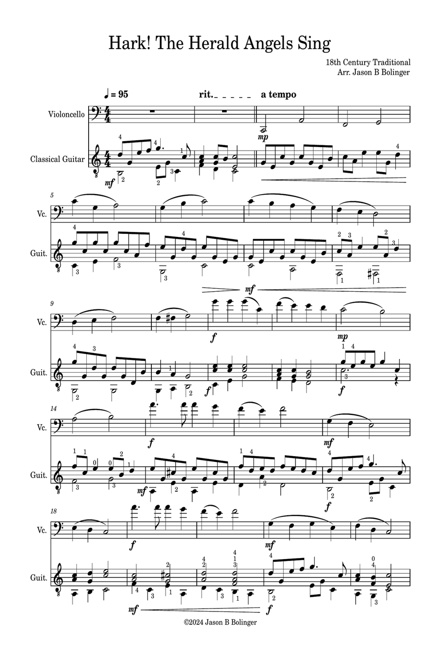 Hark! The Herald Angels Sing String Duet scores gallery preview page 1
