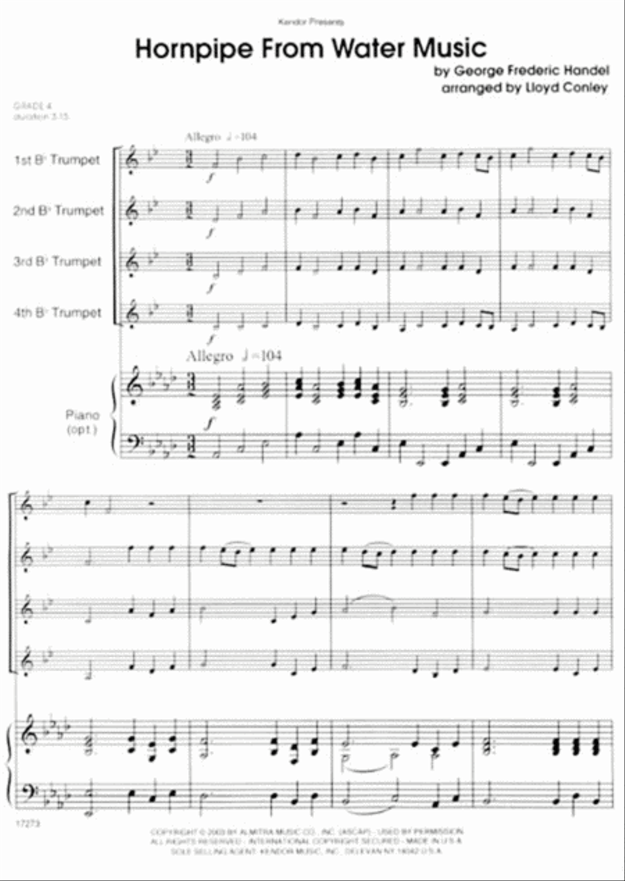 Hornpipe From Water Music B-Flat Trumpet scores gallery preview page 2
