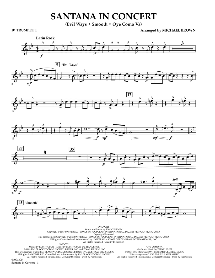 Santana In Concert - Bb Trumpet 1