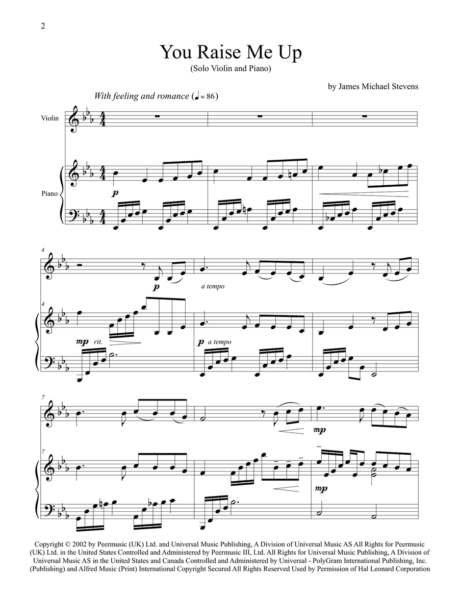 You Raise Me Up Violin Solo scores gallery preview page 2