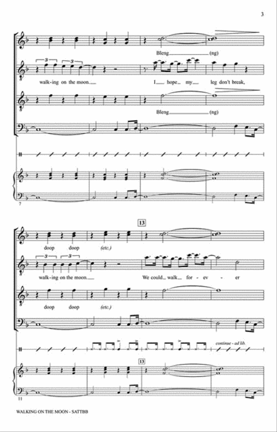 Walking on the Moon A Cappella scores gallery preview page 3