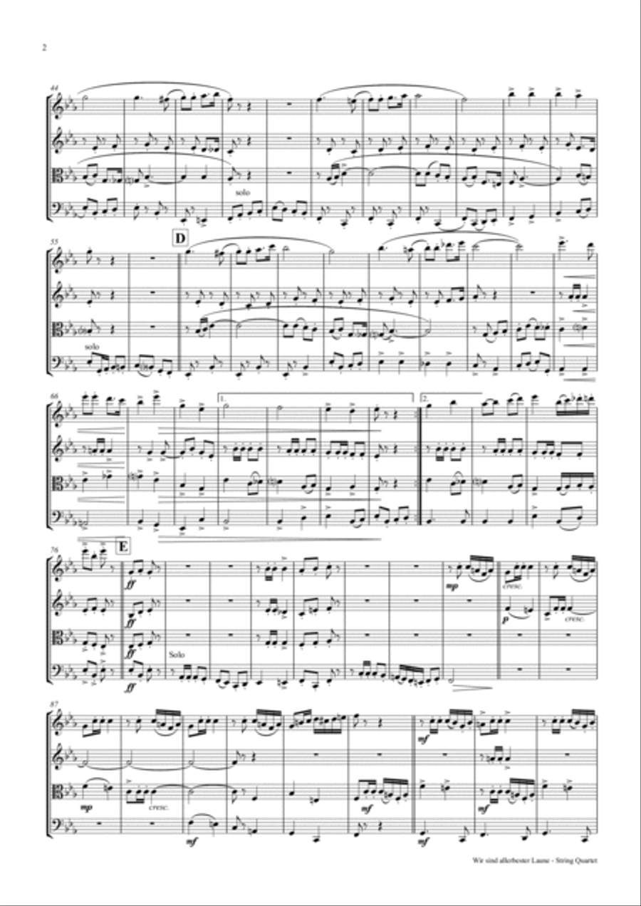 Wir sind allerbester Laune (String Quartet) String Quartet scores gallery preview page 2