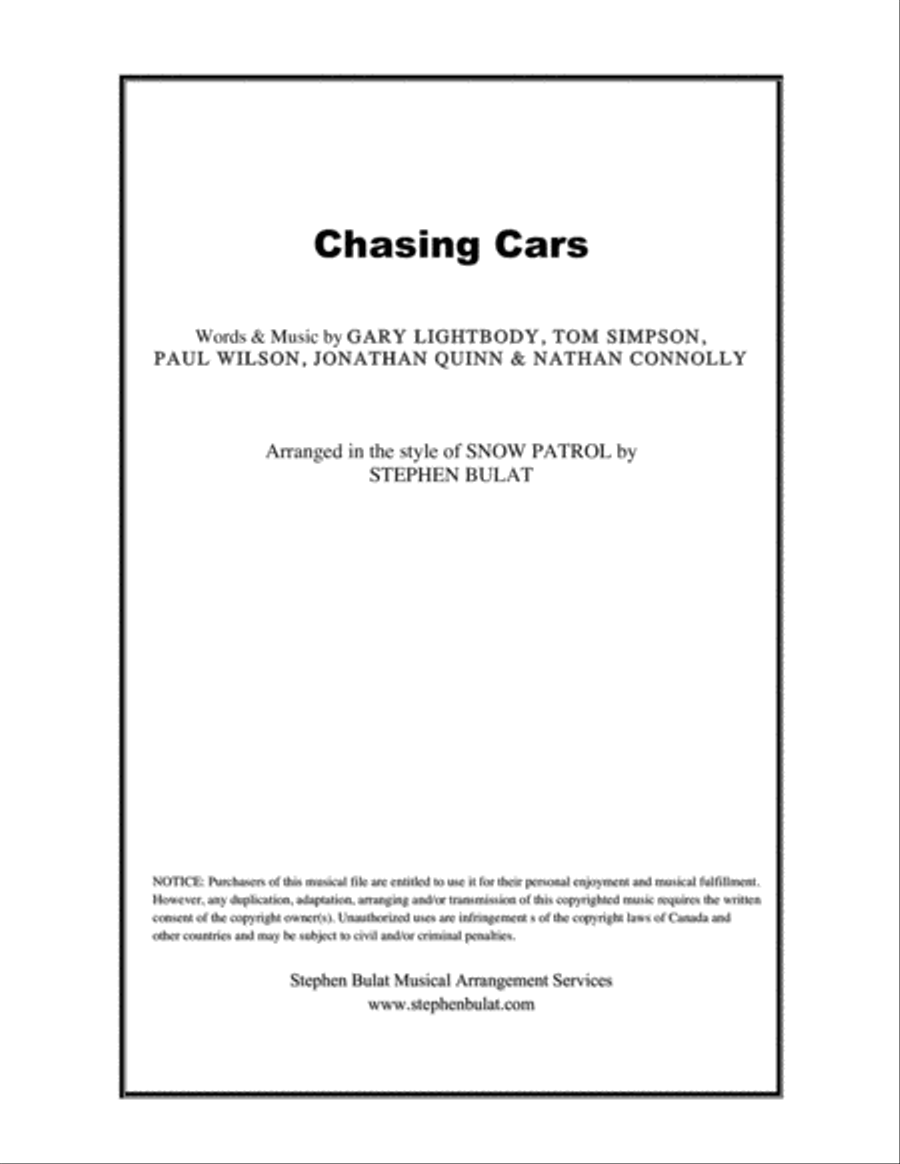Chasing Cars Small Ensemble scores gallery preview page 1