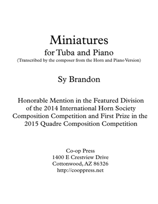 Book cover for Miniatures for Tuba and Piano