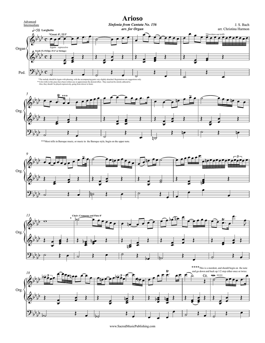 Arioso from Cantata BWV 156 - Organ Organ Solo scores gallery preview page 2