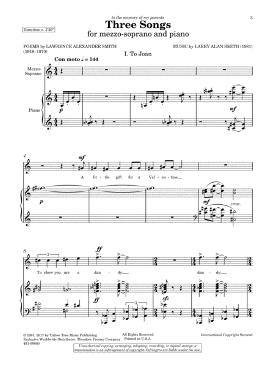 Three Songs Chamber Music scores gallery preview page 2
