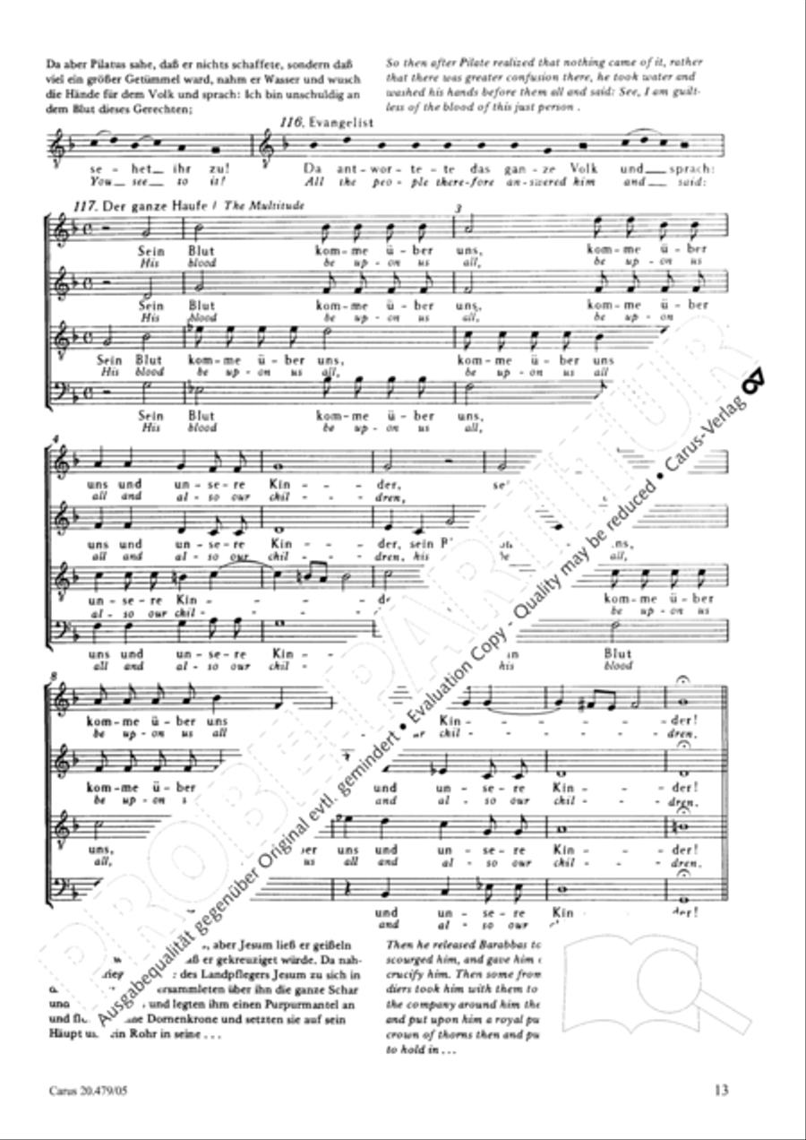 St. Matthew Passion (Matthaus-Passion) 4-Part scores gallery preview page 14