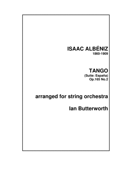 ALBENIZ Tango (Op.165 No.2) for string orchestra image number null