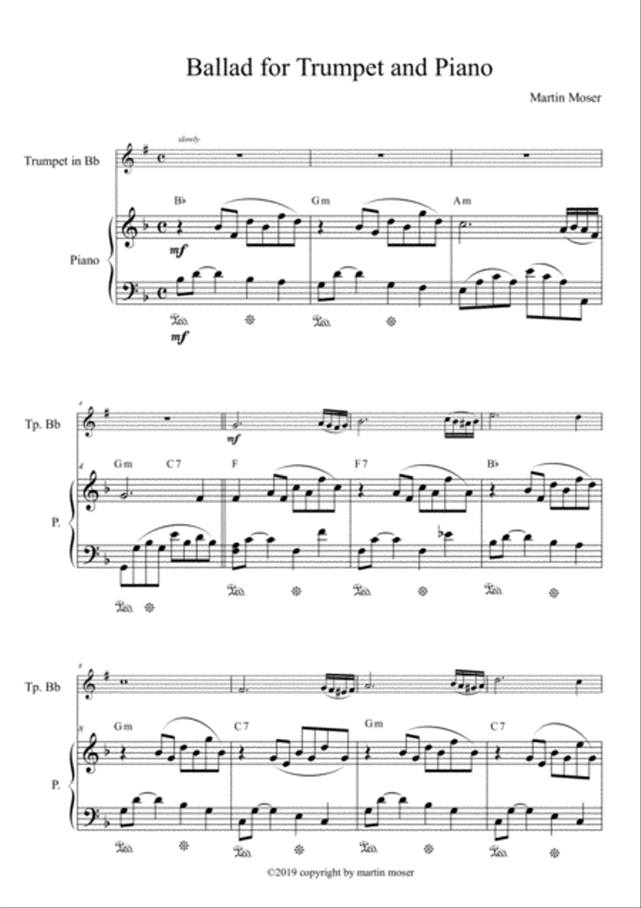 Ballad for Trumpet and Piano Trumpet Duet scores gallery preview page 2