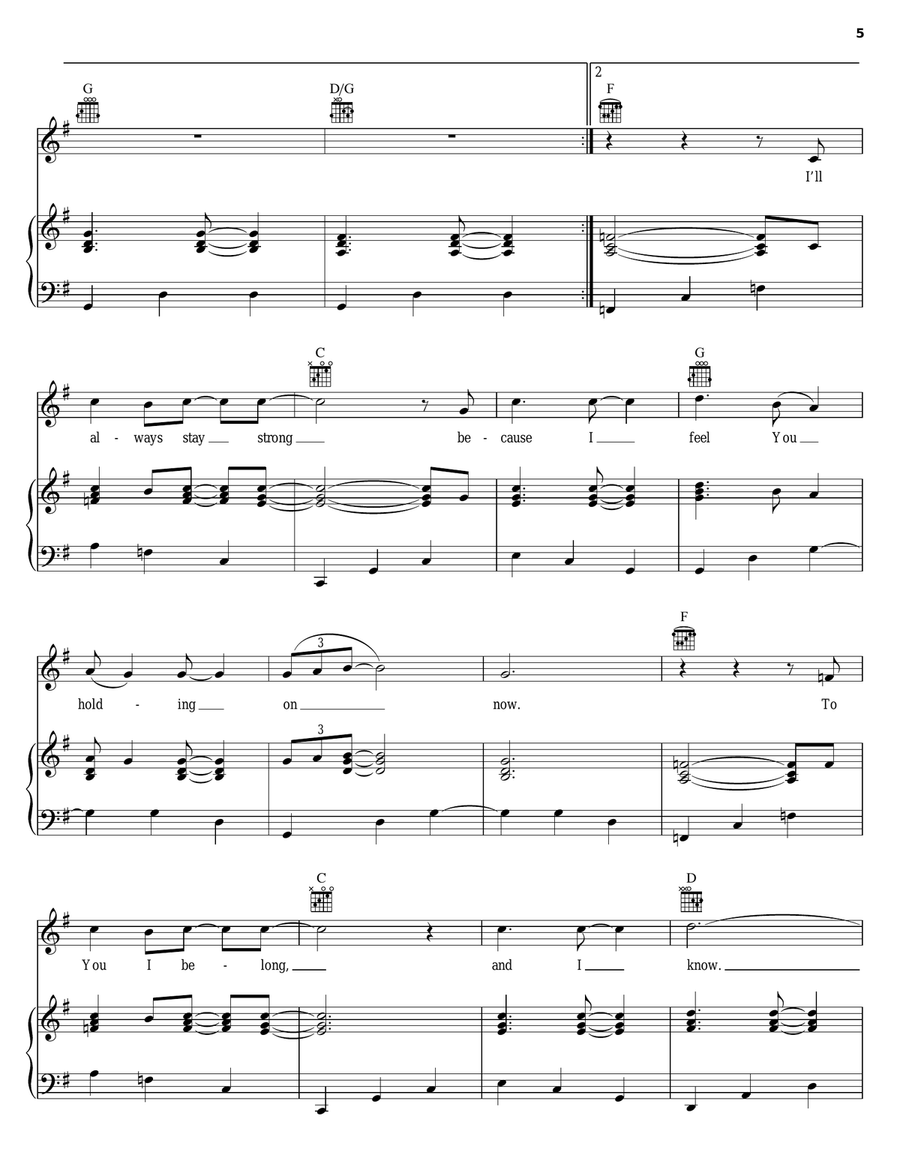 Even When Piano, Vocal, Guitar scores gallery preview page 5