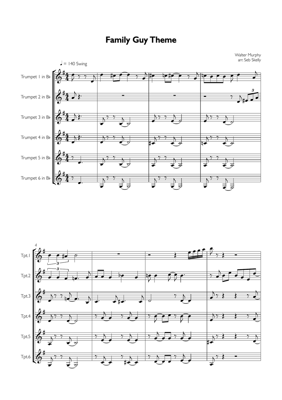 Theme From Family Guy Brass Ensemble scores gallery preview page 1