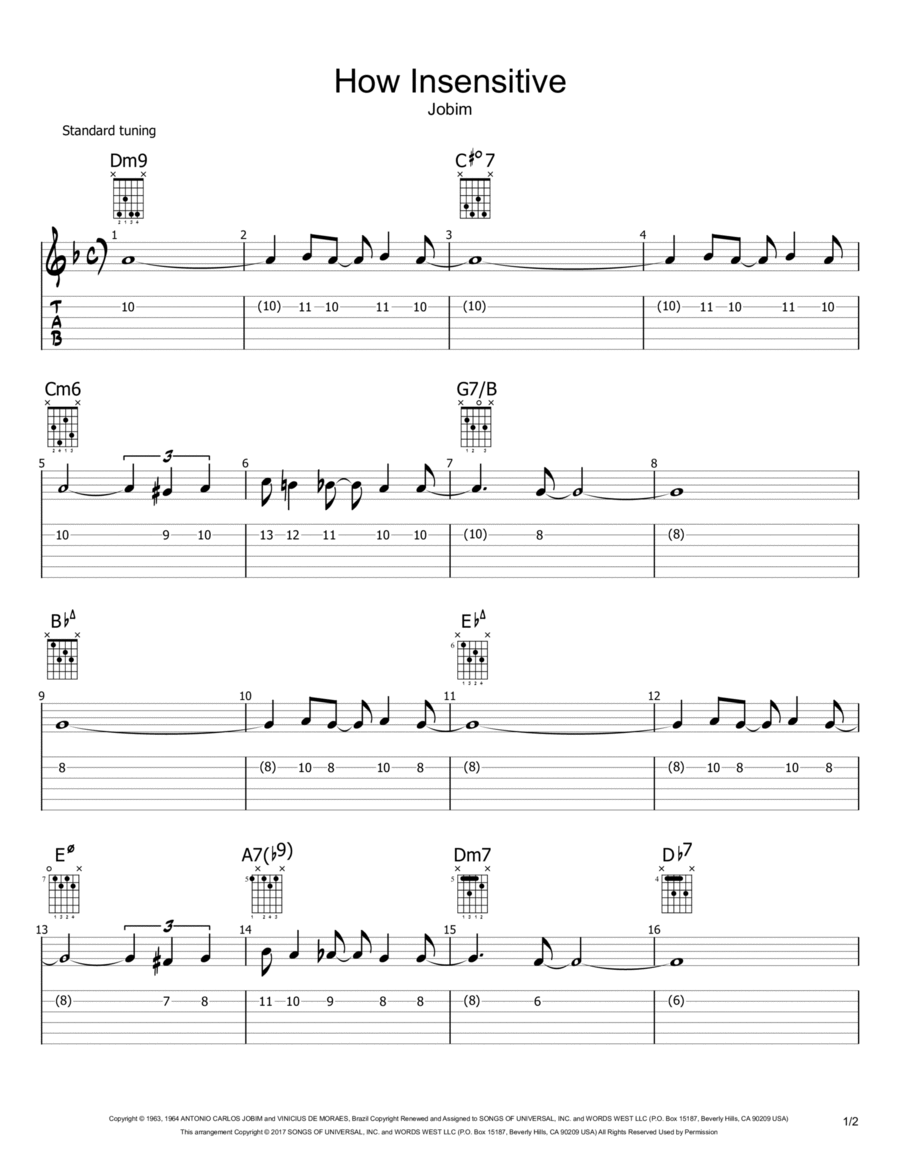 How Insensitive (insensatez) Electric Guitar scores gallery preview page 1