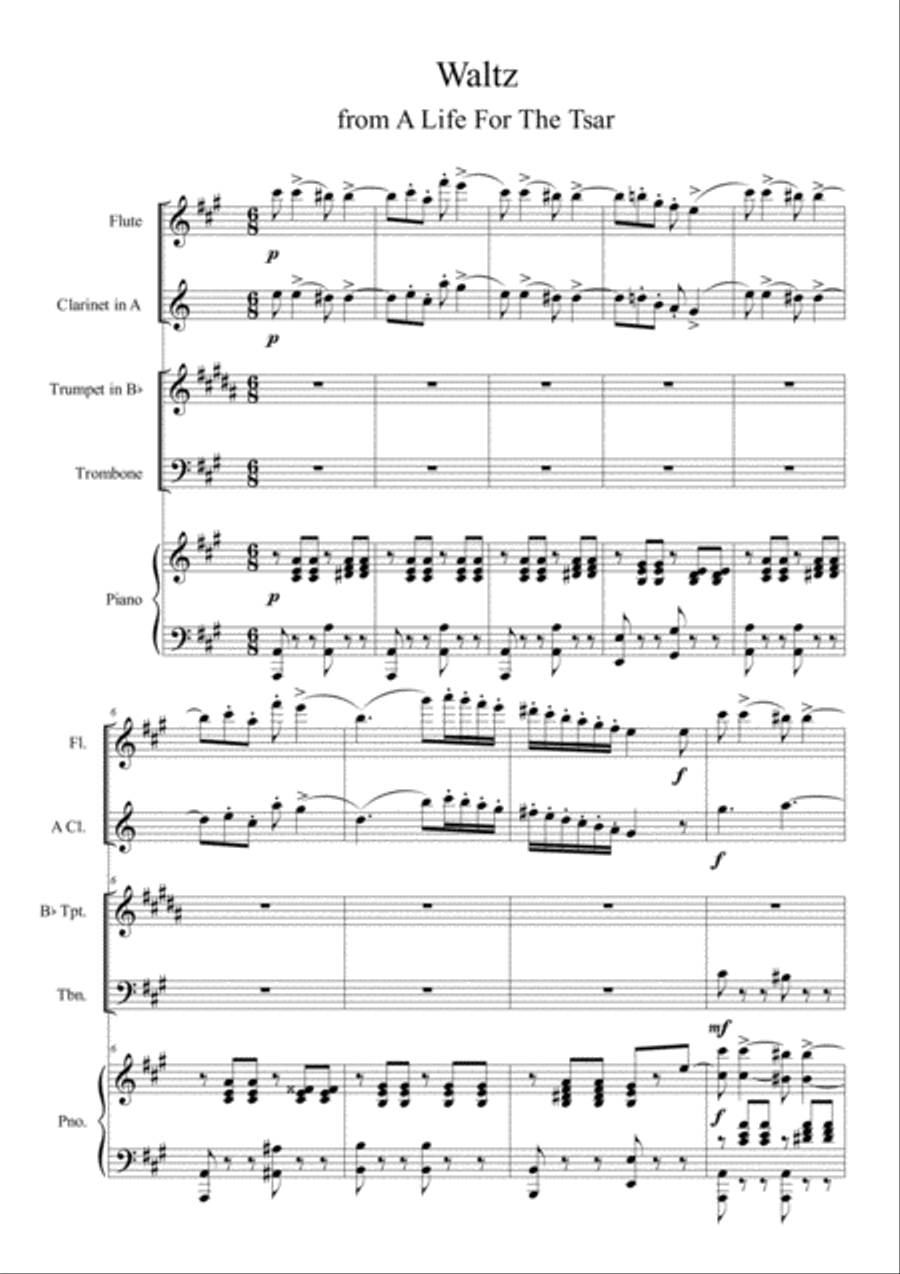 Waltz from a Life for a Tsar Chamber Orchestra scores gallery preview page 1