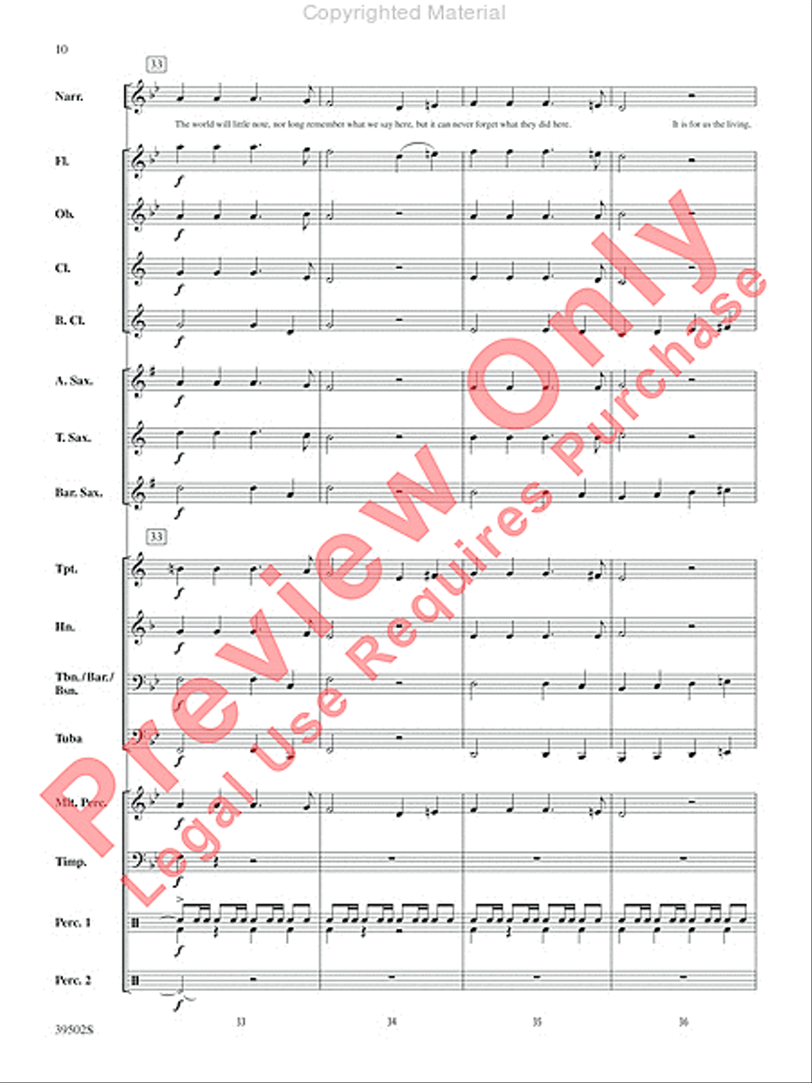 The Gettysburg Address Concert Band scores gallery preview page 11