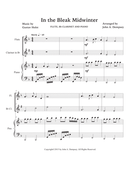 In the Bleak Midwinter (Trio for Flute, Clarinet and Piano) image number null