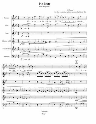Pie Jesu from Faure' Requiem, Soprano and ww quintet