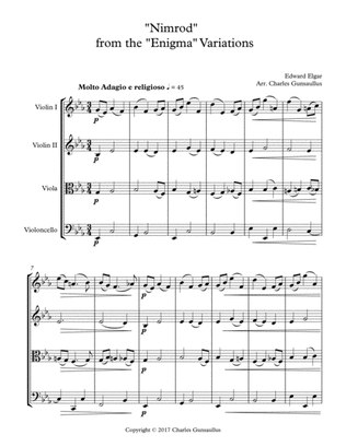 "Nimrod" from the "Enigma" Variations - String Quartet