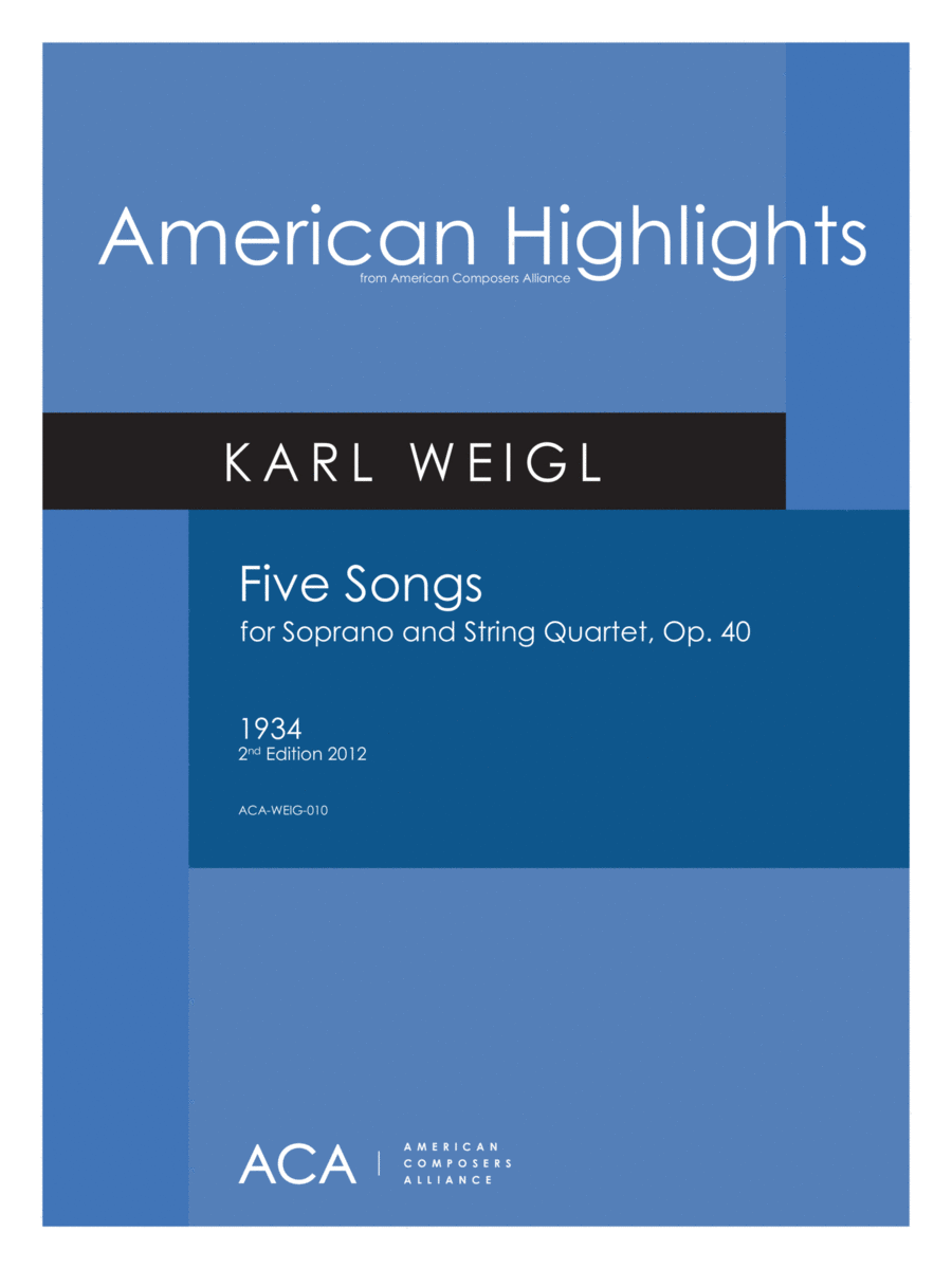 [WeiglK] Five Songs for Soprano and String Quartet String Quartet scores gallery preview page 1