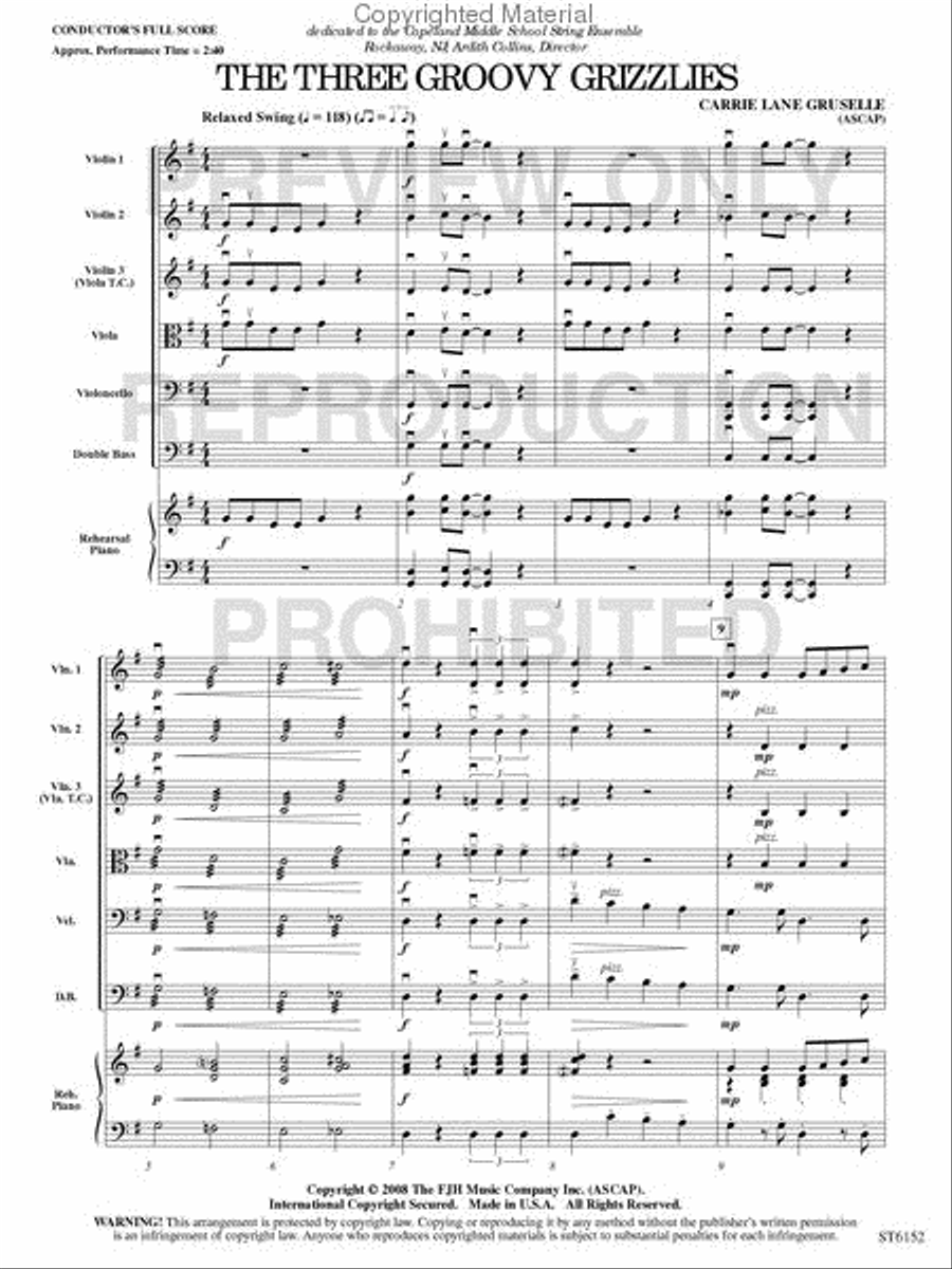 The Three Groovy Grizzlies String Orchestra scores gallery preview page 2