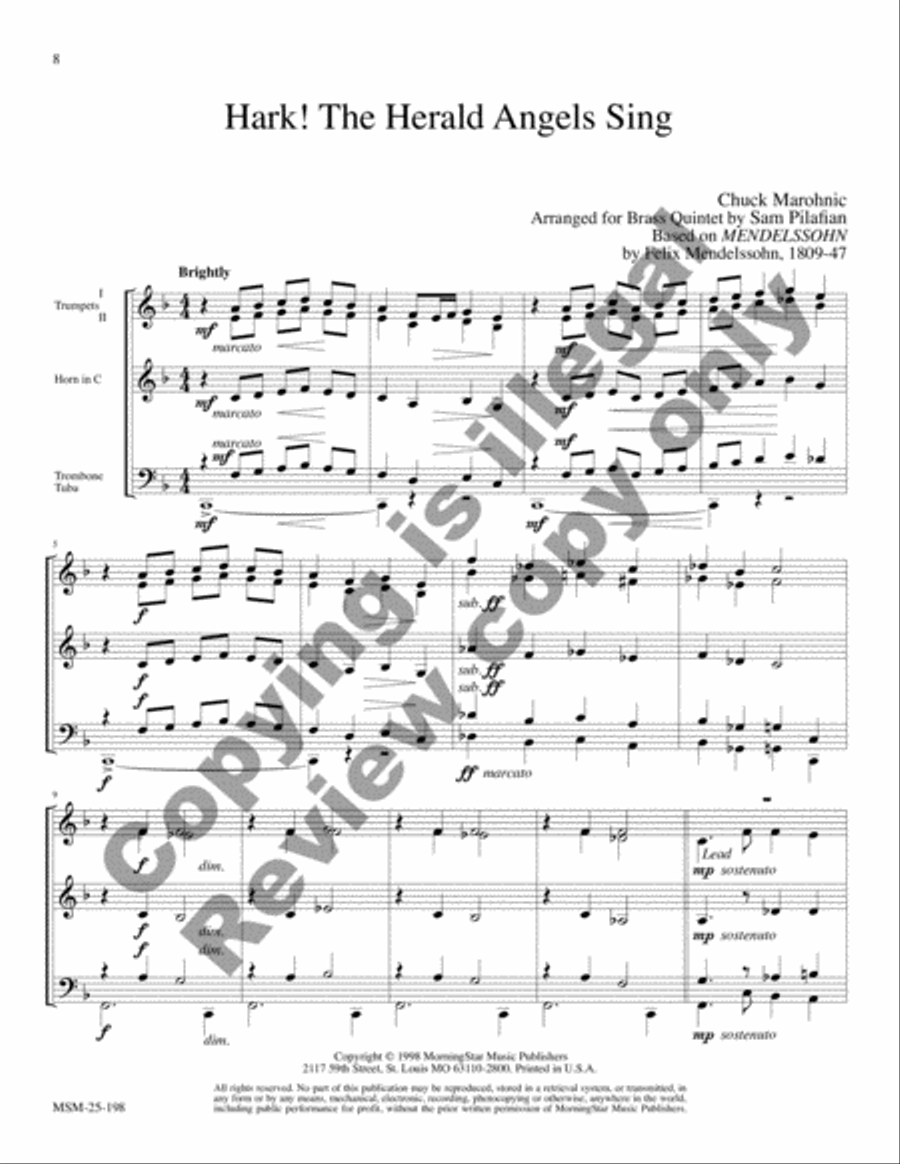 Christmas Jazz for Brass Quintet, Set 1 Brass Quintet scores gallery preview page 5